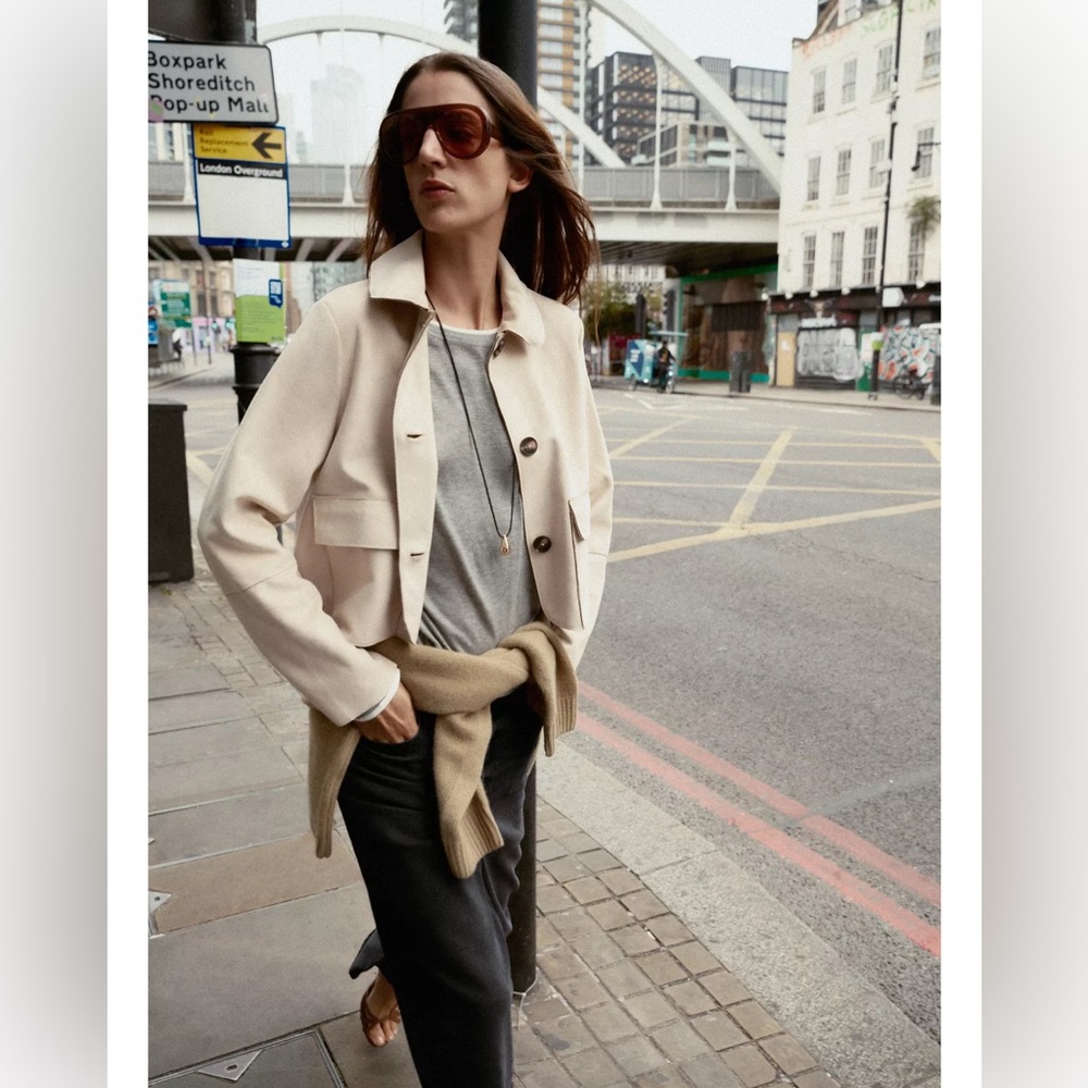 NWOT ZARA Faux Suede Cropped Jacket - Picture 4 of 13